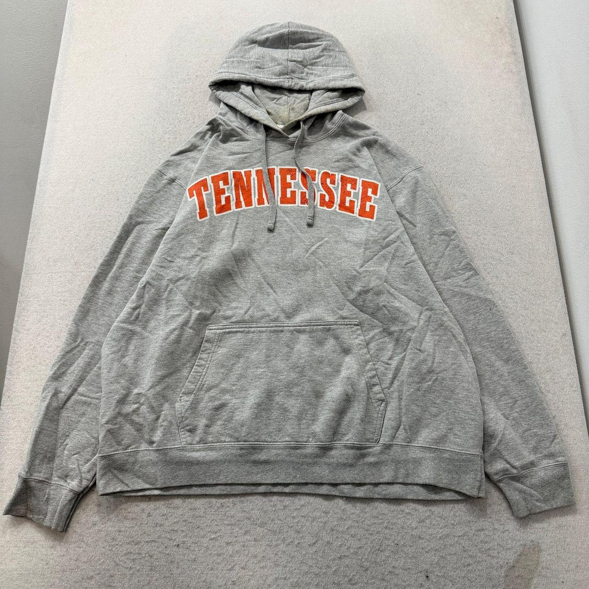 Vintage Y2K 2000's Port & Company Heather Grey Spellout Graphic Hoodie