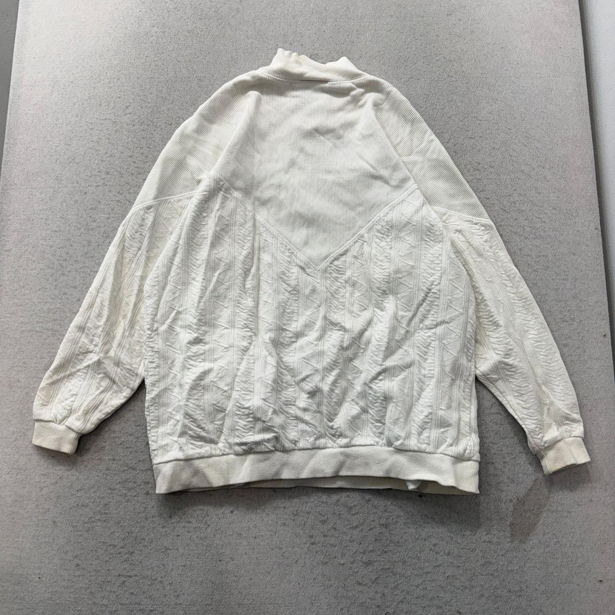 Vintage 90s Boxy Cream Blank Turtleneck Sweatshirt