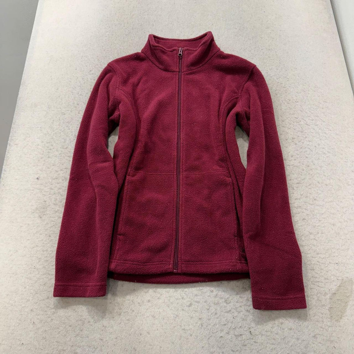 Vintage Y2K 2000's Women's Lands' End Burgundy Oversized Fleece Jacket