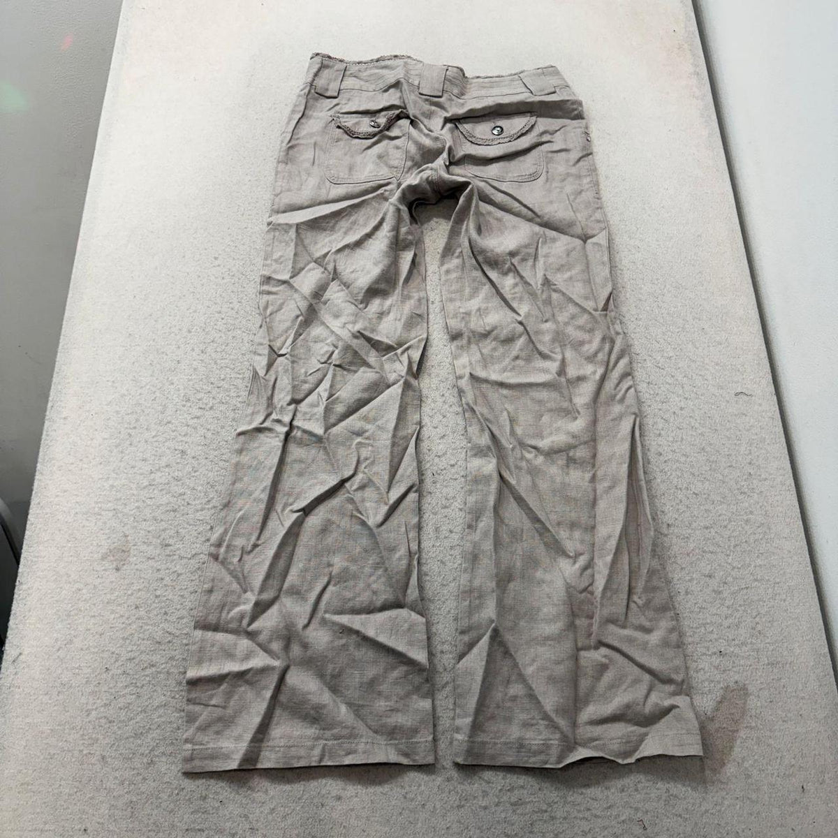 Vintage Y2K 2000's Women's Open Leg Khaki Linen Pants
