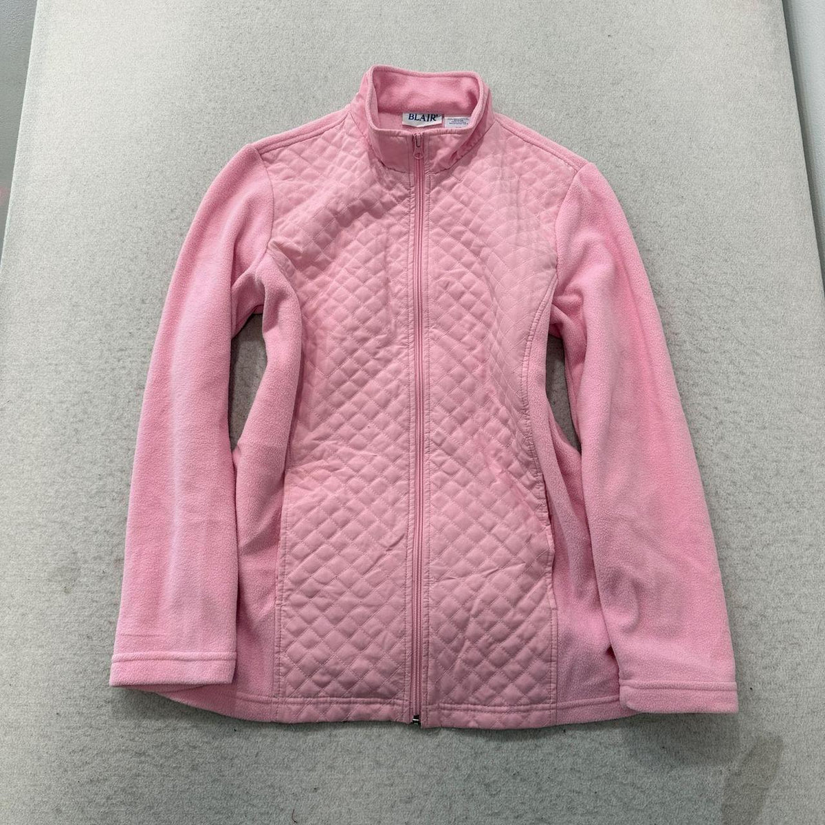 Vintage Y2K 2000's Women's Blair Pink Quilted Zip Up Fleece Jacket