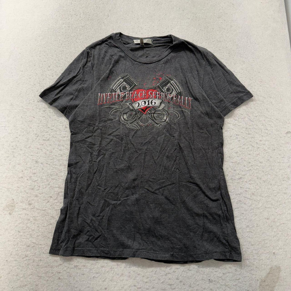 Vintage Y2K 2000's Hot Leathers Charcoal Grey Faded Graphic Tee