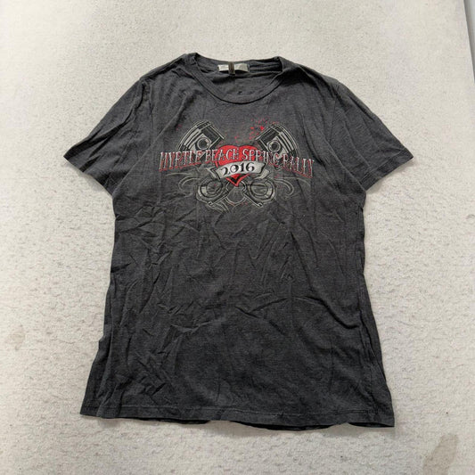 Vintage Y2K 2000's Hot Leathers Charcoal Grey Faded Graphic Tee