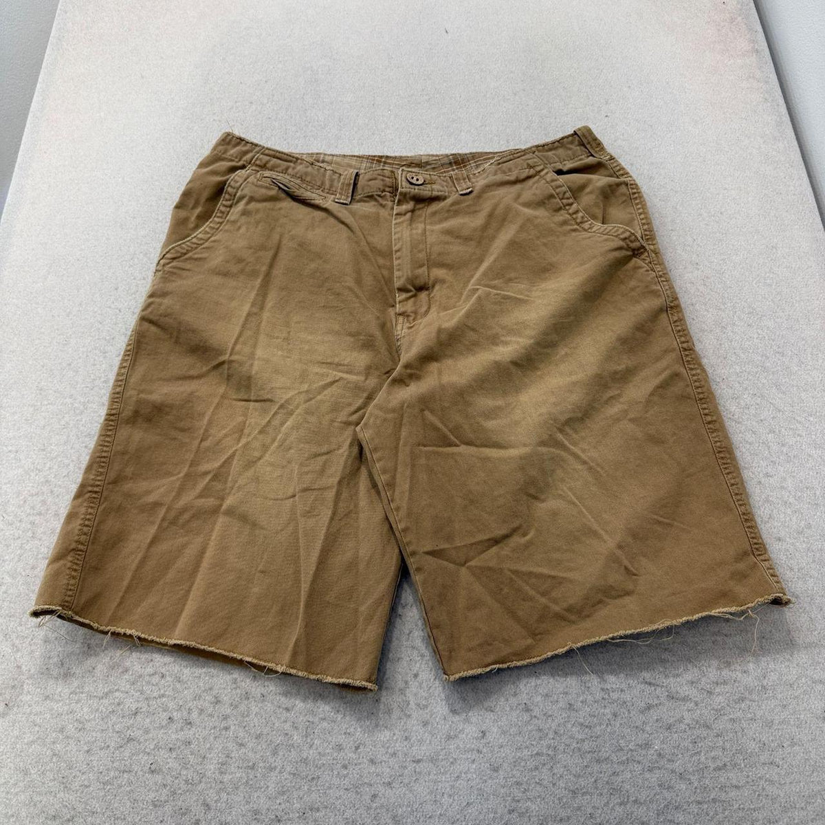 Vintage Y2K 2000's Baggy Distressed Tan Cargo Shorts