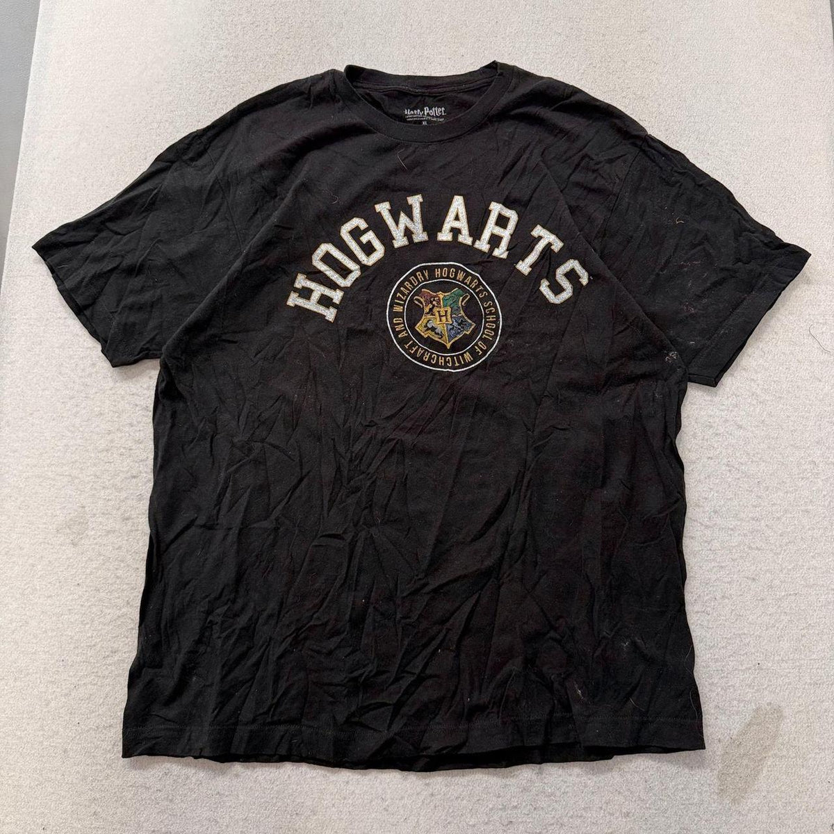 Vintage Y2K 2000's Harry Potter Black Faded Boxy Graphic Tee