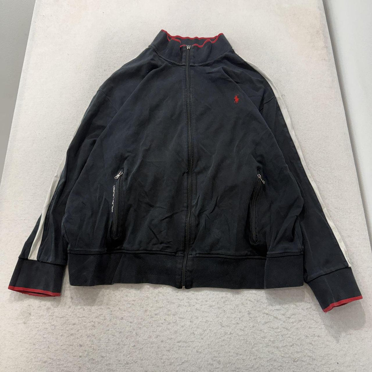 Vintage Y2K 2000's Polo Ralph Lauren Navy Oversized Zip Up Track Jacket