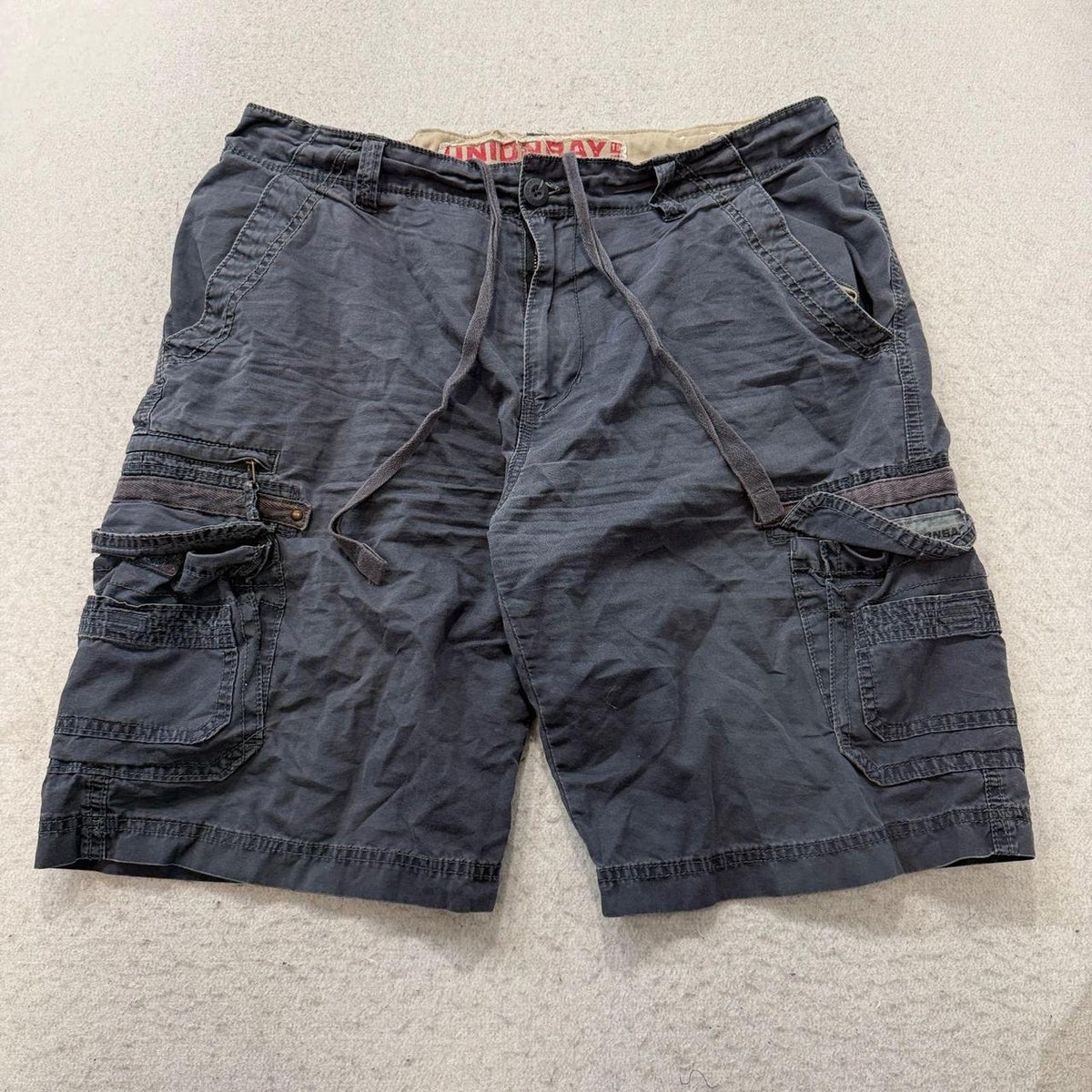 Vintage Y2K 2000's Union Bay Charcoal Grey Baggy Faded Cargo Shorts