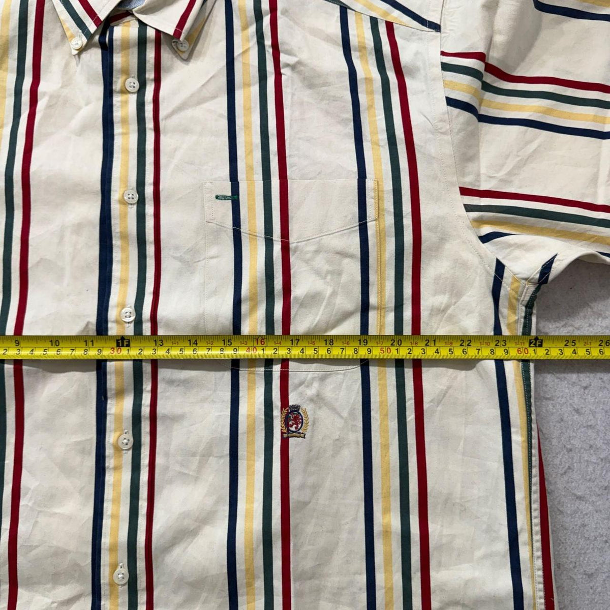 Vintage Y2K 2000's Tommy Hilfiger Cream Striped Button-Up Shirt