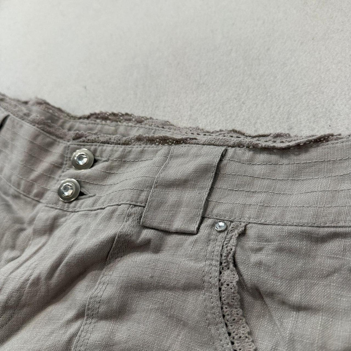 Vintage Y2K 2000's Women's Open Leg Khaki Linen Pants