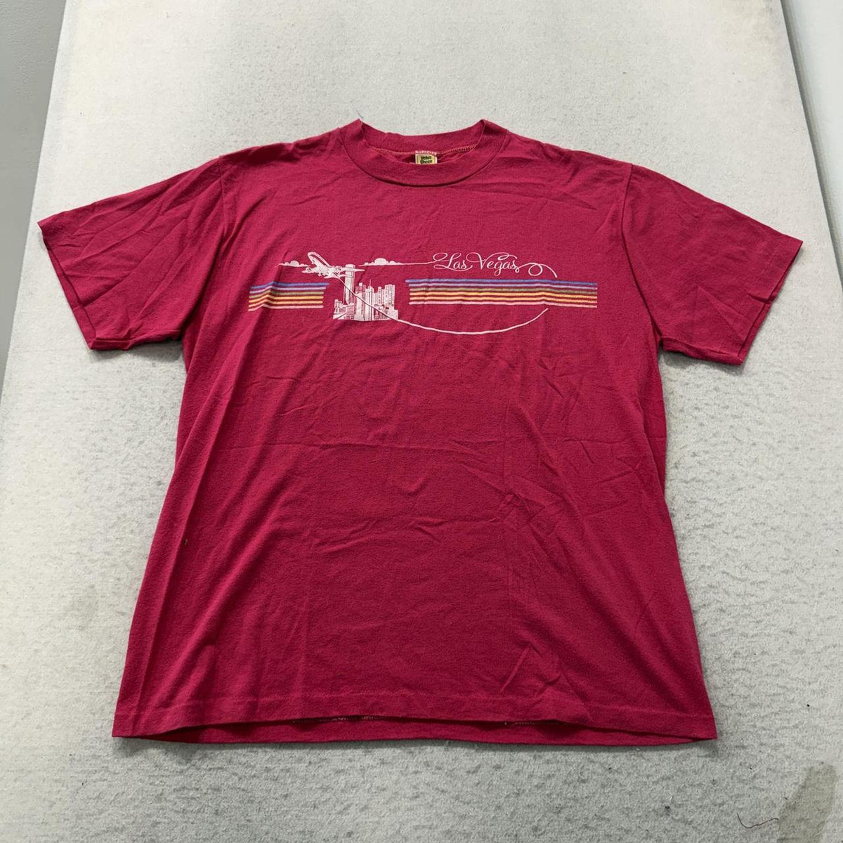 Vintage Y2K 2000's Velva Sheen Burgundy Boxy Las Vegas Graphic Tee
