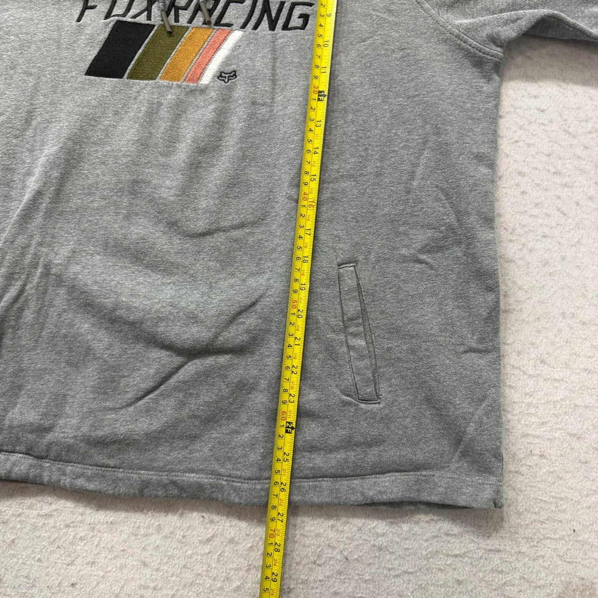 Vintage Y2K 2000's Fox Racing Grey Graphic Spellout Oversized Hoodie