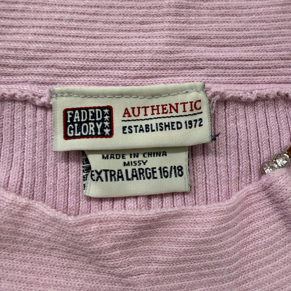 Vintage Y2K 2000's Women's Faded Glory Mauve Pink Boxy Ribbed Tee