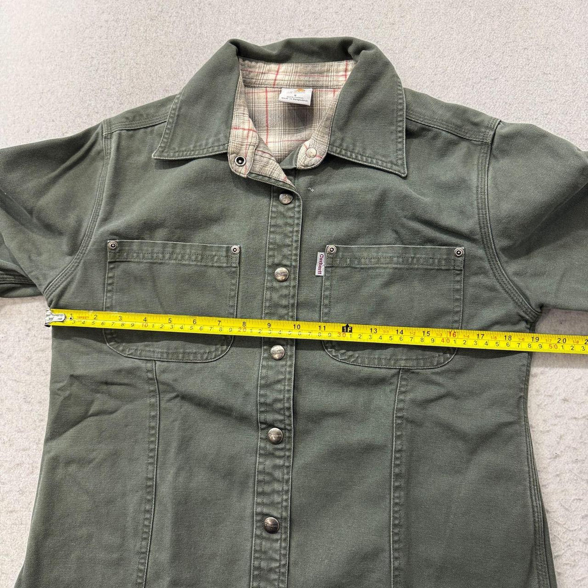 Vintage Y2K 2000's Women's Carhartt Olive Green Work Denim Shirt