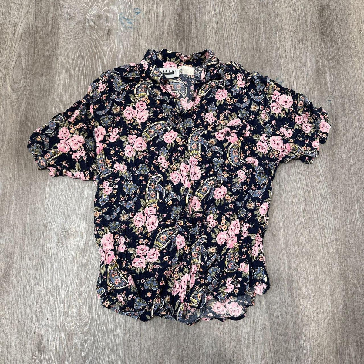 Vintage Y2K 2000's H&M Black Polka Dot Oversized Button-Up Shirt