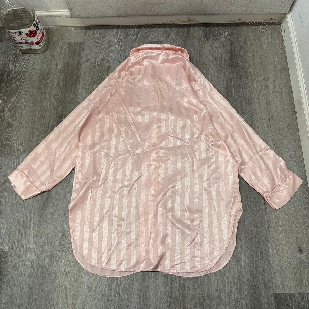 Vintage Y2K 2000's Women's Boxy Oversized Pink Satin Pajama Shirt