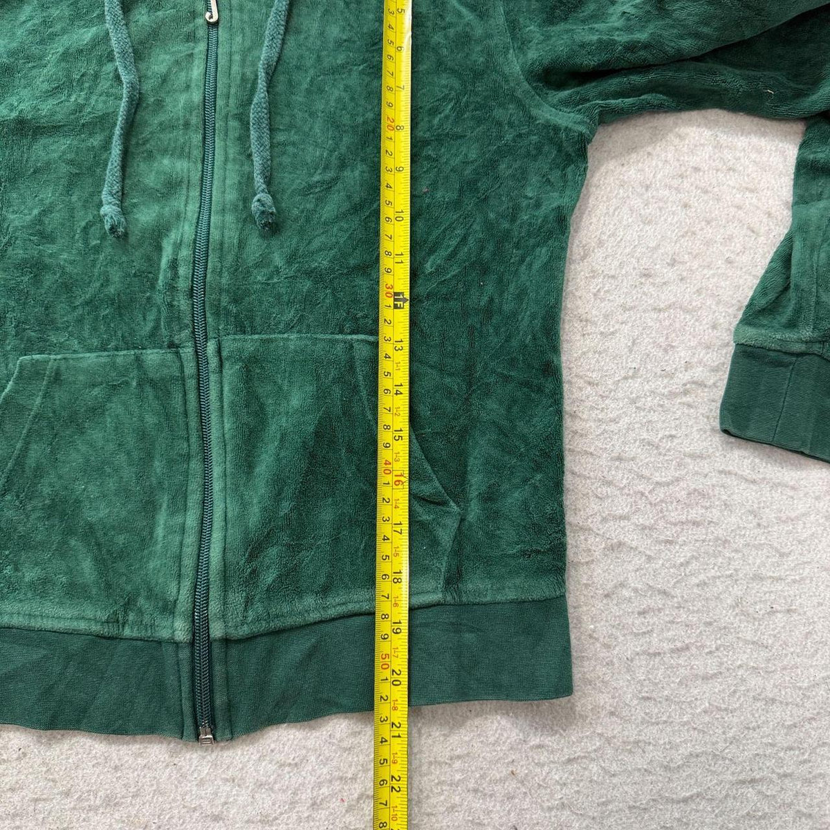 Vintage Y2K 2000's Women's Juicy Couture Forest Green Boxy Zip Up Velour Hoodie