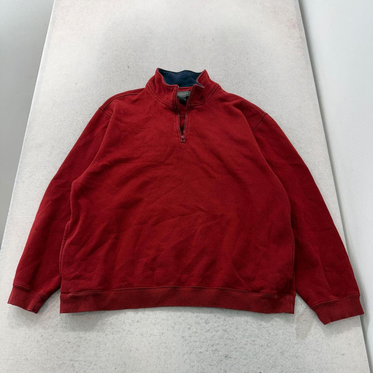 Vintage Y2K 2000's Van Heusen Red Boxy Faded Quarter Zip Sweatshirt