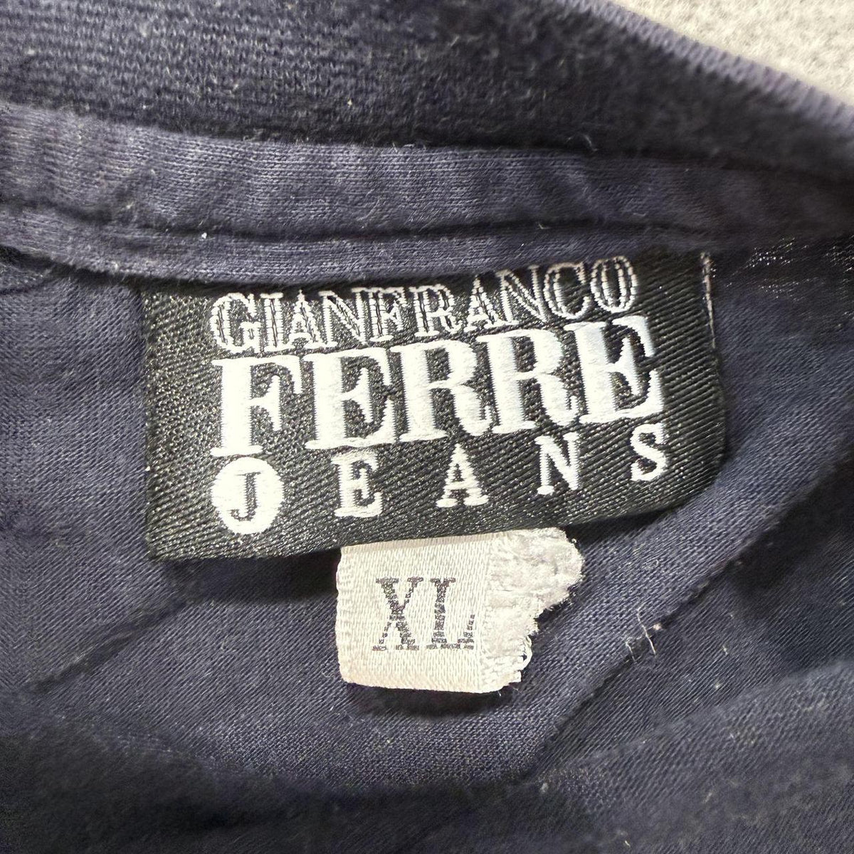 Vintage Y2K 2000's Gianfranco Ferre Navy Faded Boxy Graphic Tee