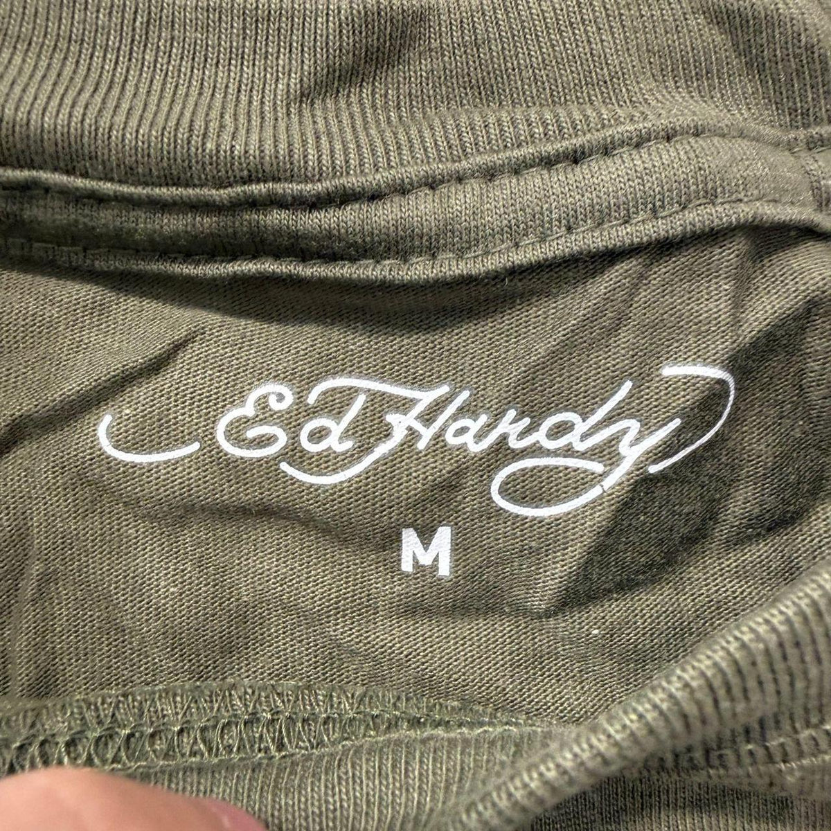 Vintage Y2K 2000's Ed Hardy Olive Green Graphic Tee