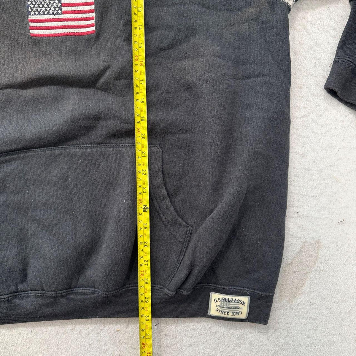 Vintage Y2K 2000's U.S. Polo Assn. Black Faded Oversized Hoodie