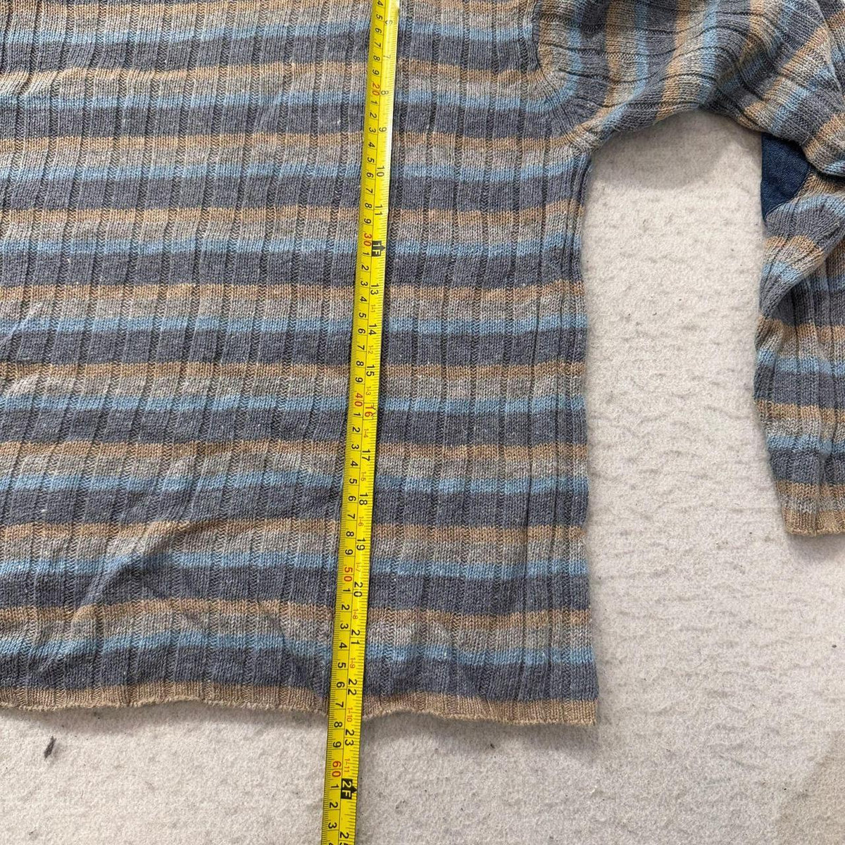 Vintage Y2K 2000's Women's Dressbarn Blue Striped Boxy Ribbed Sweater