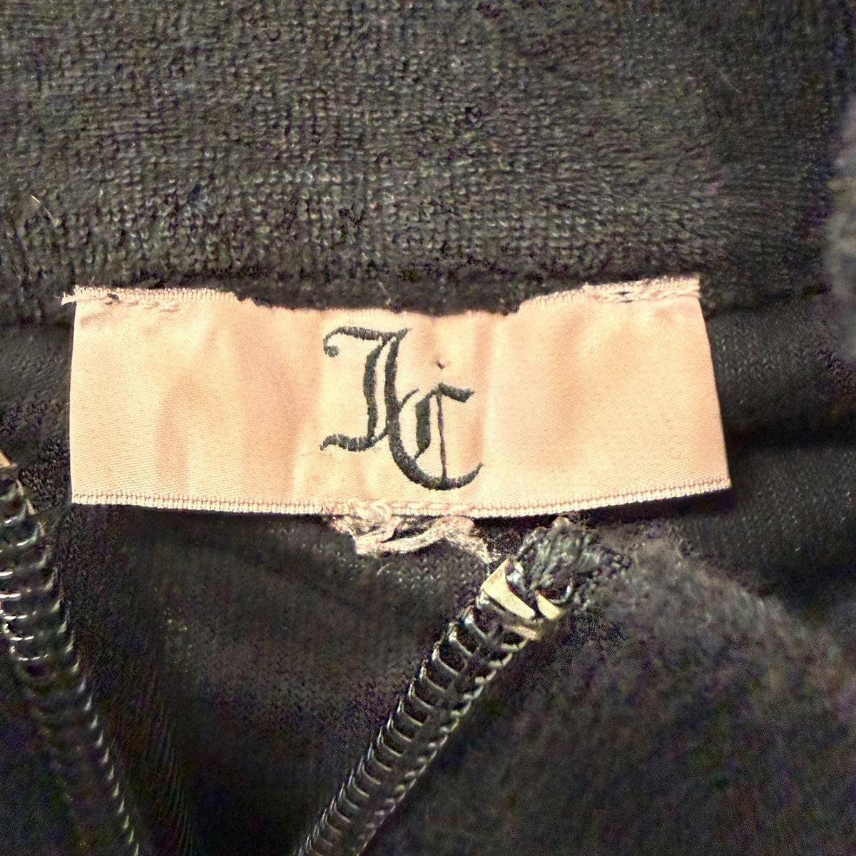 Vintage Y2K 2000's Women's Juicy Couture Black Velour Zip Up Track Jacket