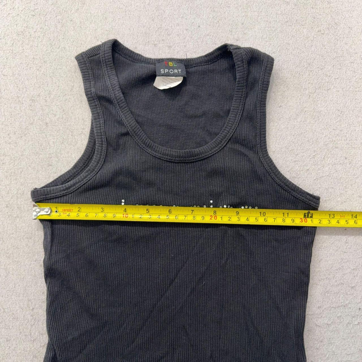 Vintage Y2K 2000's Women's Black Graphic Rhinestone Jamaica Tank Top