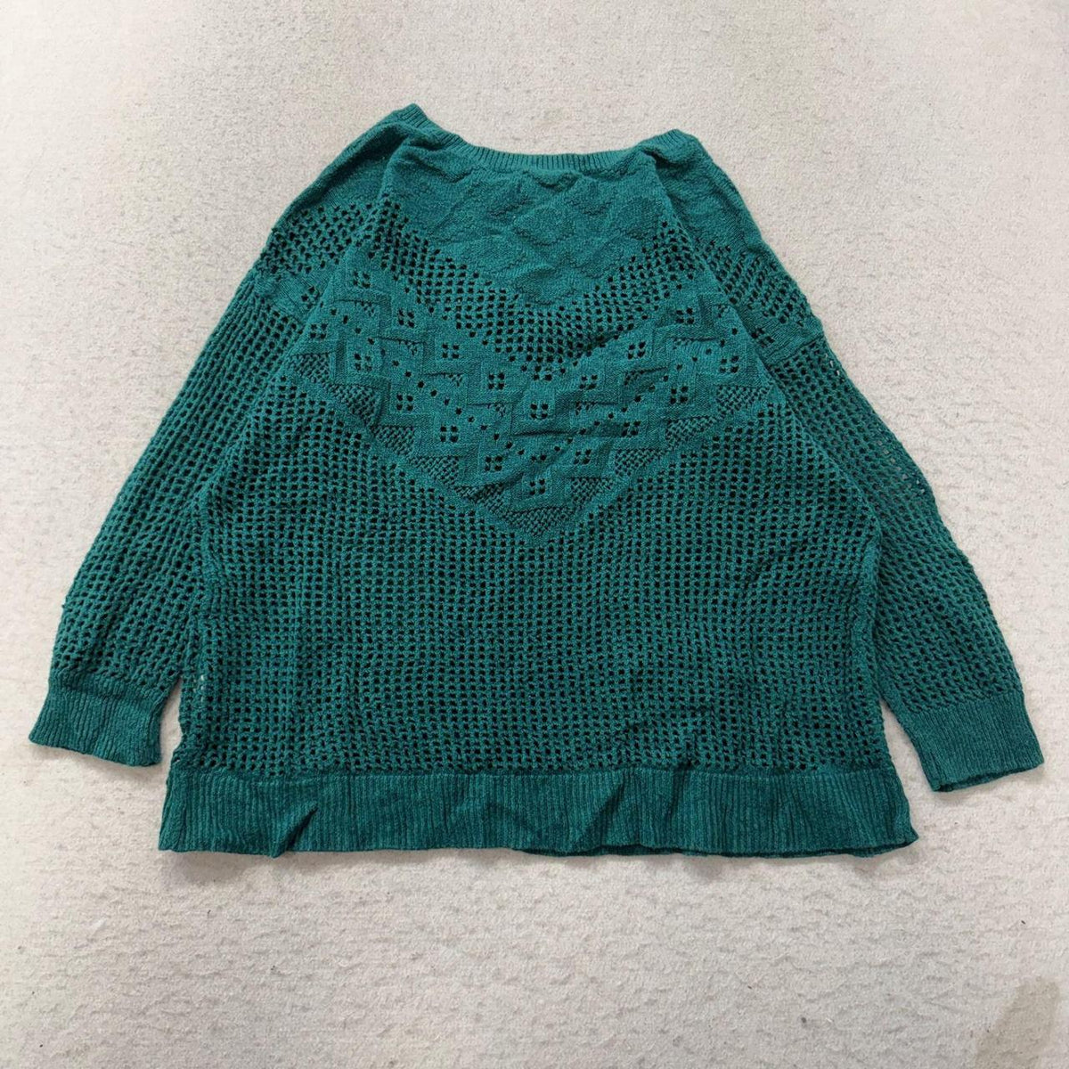 Vintage Y2K 2000's Women's American Eagle Teal Boxy Knit Sweater