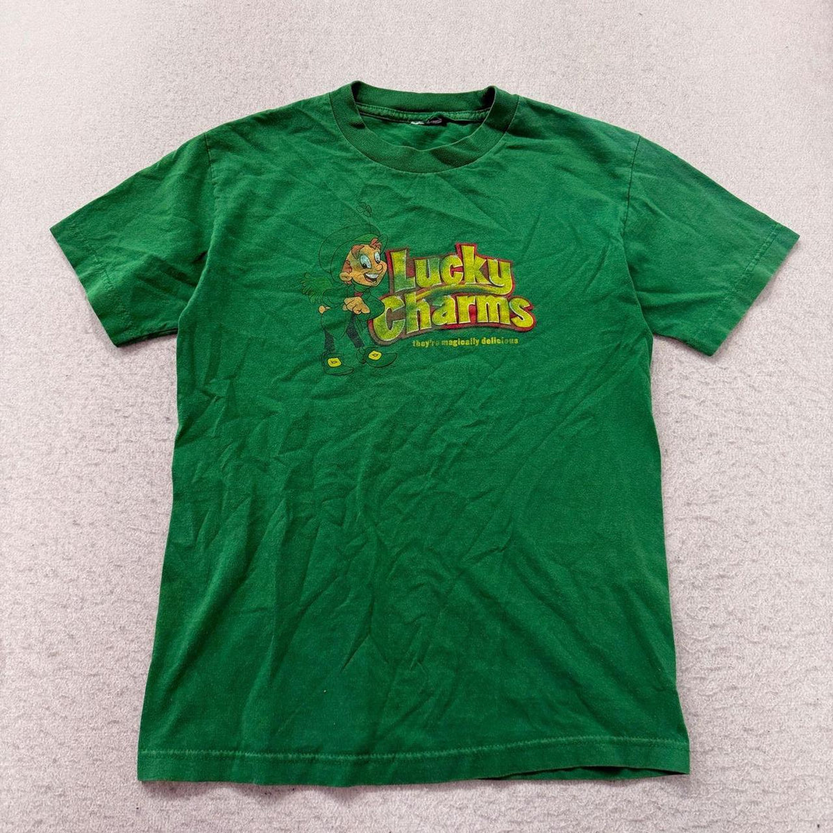 Vintage 90s Green Faded Boxy Lucky Charms Graphic Tee