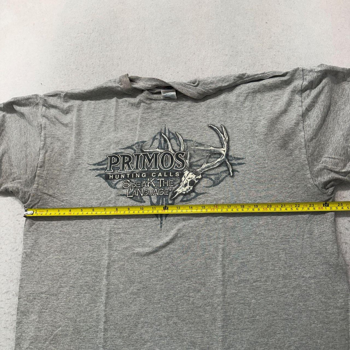 Vintage Y2K 2000's Primos Heather Grey Boxy Faded Graphic Tee