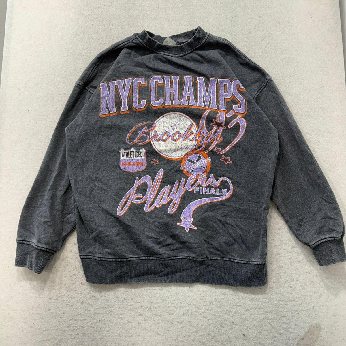 Vintage Y2K 2000's Charcoal Grey Boxy Faded Graphic Sweatshirt