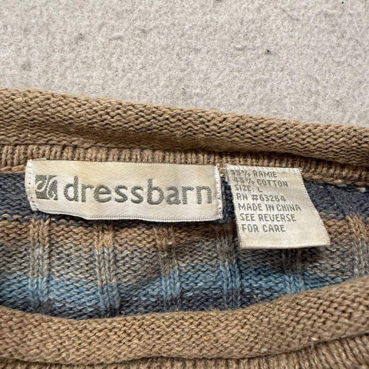 Vintage Y2K 2000's Women's Dressbarn Blue Striped Boxy Ribbed Sweater