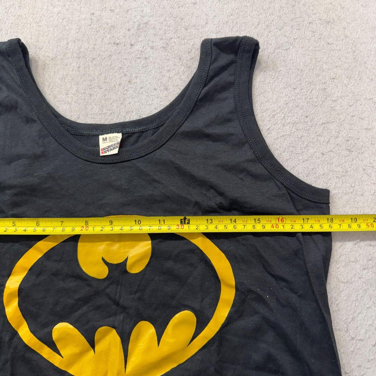 Vintage 90s Women's Black Faded Boxy Graphic Batman Tank Top