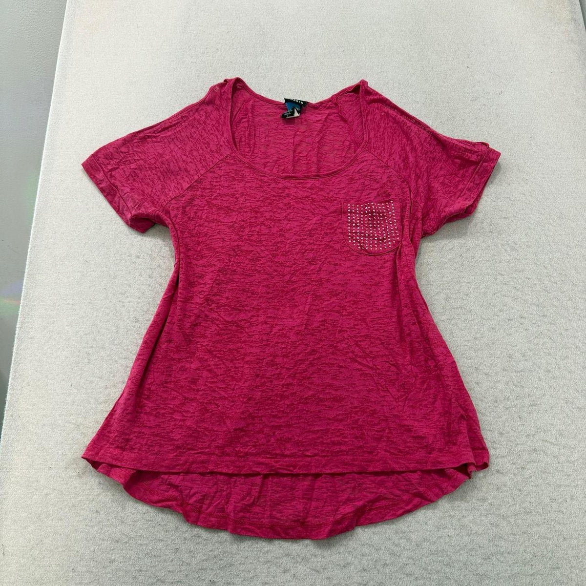 Vintage Y2K 2000's Torrid Hot Pink Studded Pocket Tee