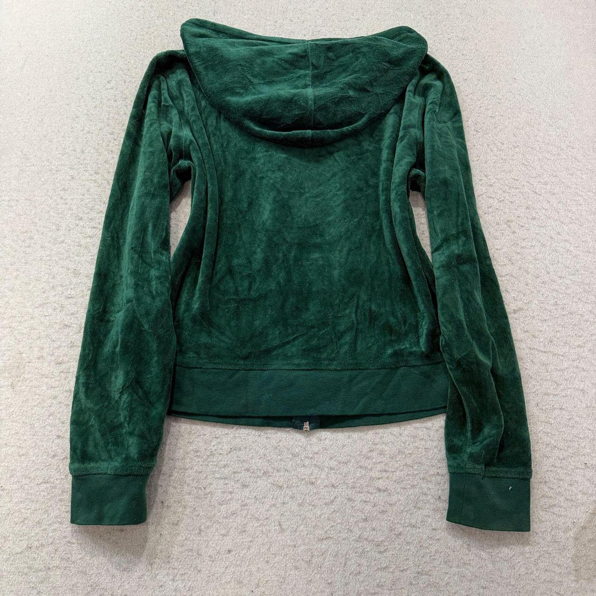 Vintage Y2K 2000's Women's Juicy Couture Forest Green Boxy Velour Zip Up Hoodie