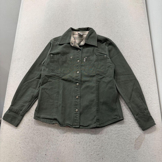 Vintage Y2K 2000's Women's Carhartt Olive Green Work Denim Shirt