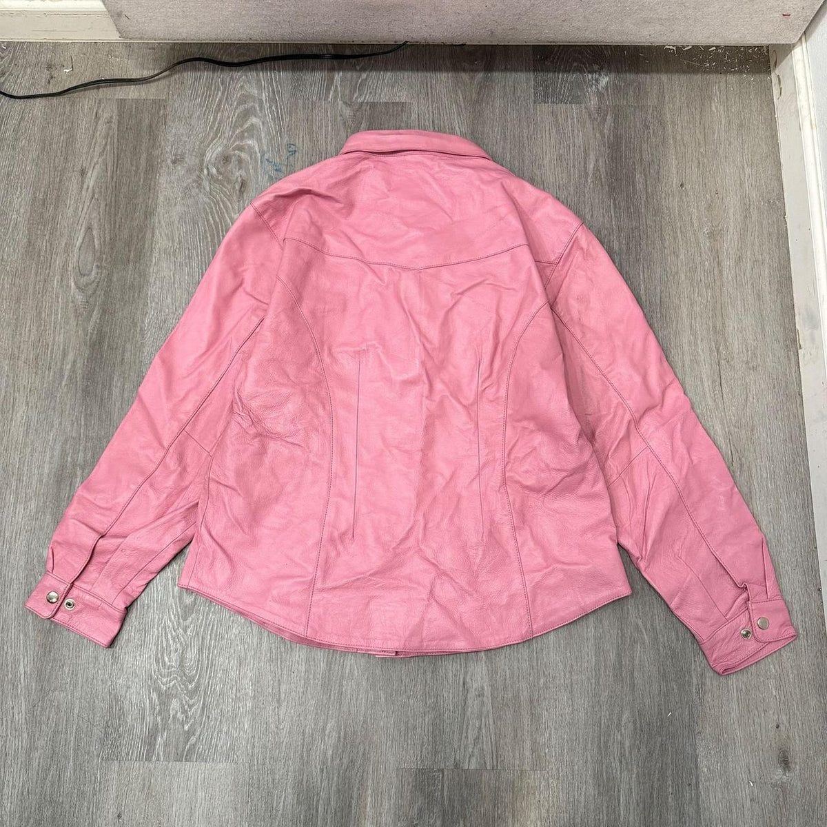 Vintage Y2K 2000's Women's Bikers Club Pink Boxy Leather Shirt