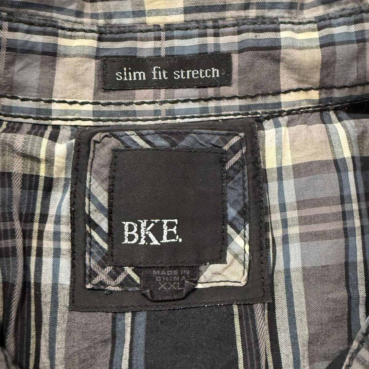 Vintage Y2K 2000's BKE Women's Black Plaid Grunge Button-Up Shirt