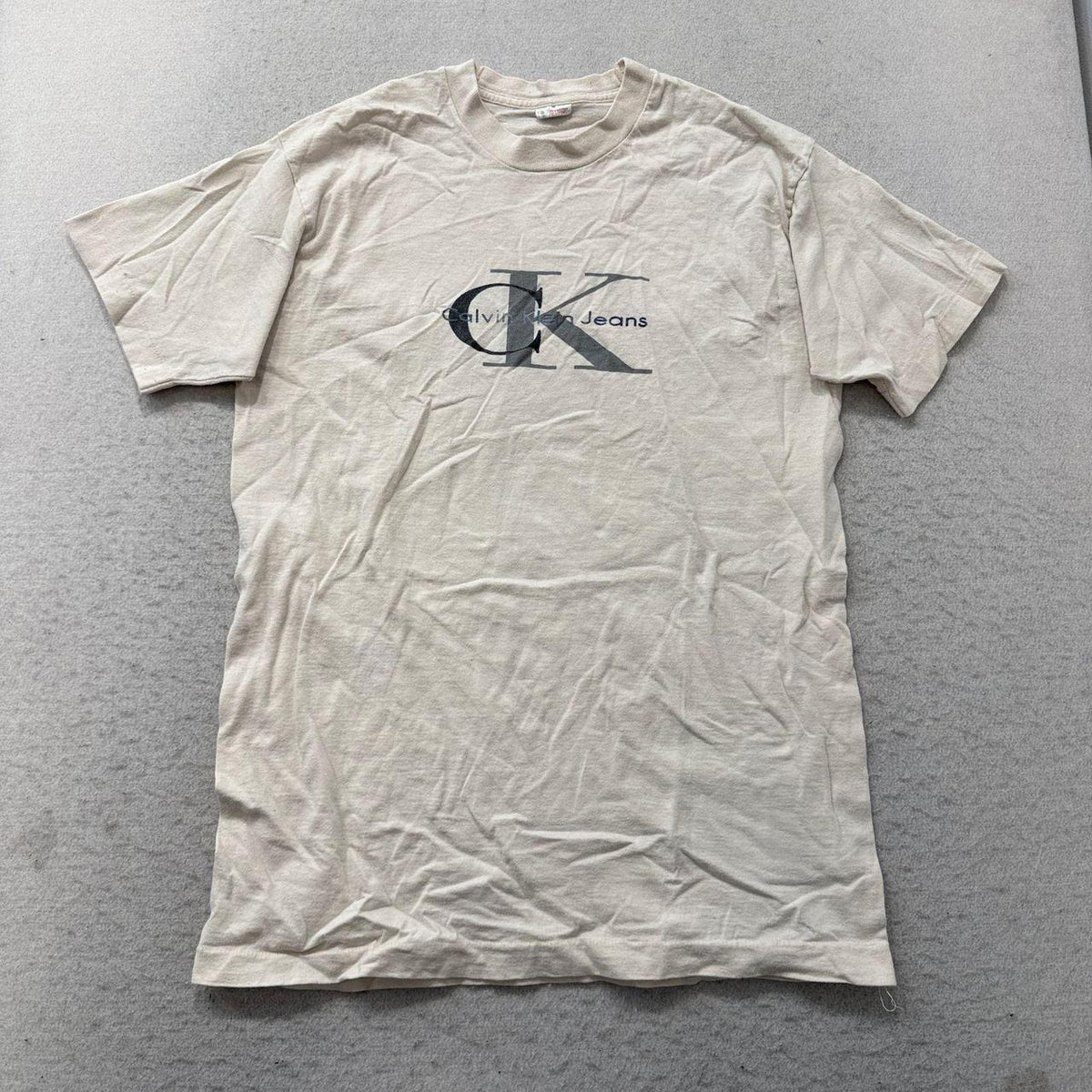 Vintage Y2K 2000's Calvin Klein Cream Graphic Tee