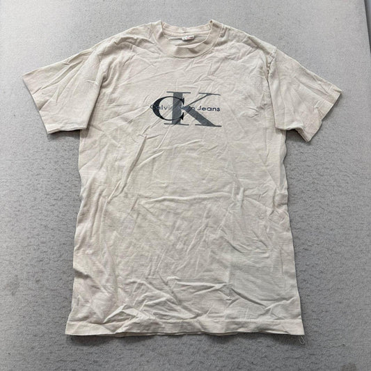 Vintage Y2K 2000's Calvin Klein Cream Graphic Tee