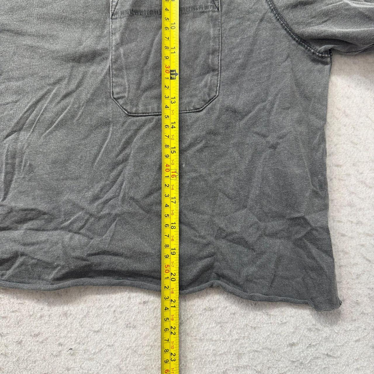 Vintage Y2K 2000's Charcoal Grey Blank Long Sleeve Pocket Tee