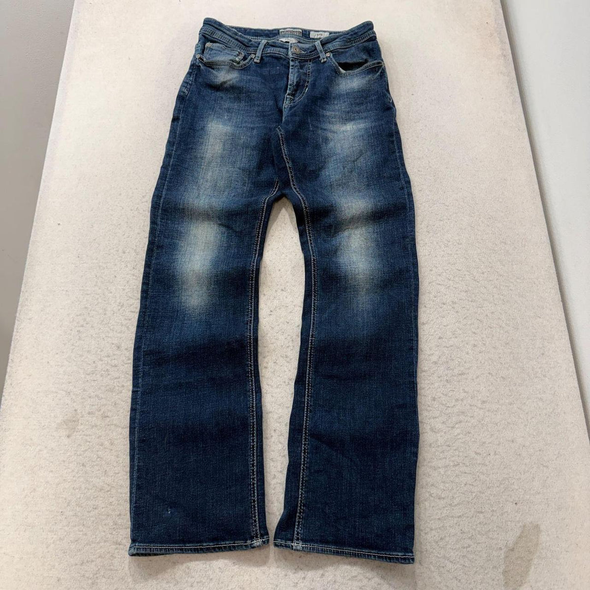 Vintage Y2K 2000's Dark Wash Distressed Open Leg Jeans