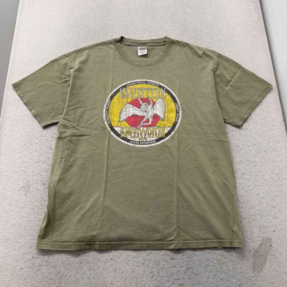 Vintage 90s Anvil Sage Green Grunge Led Zeppelin Graphic Tee