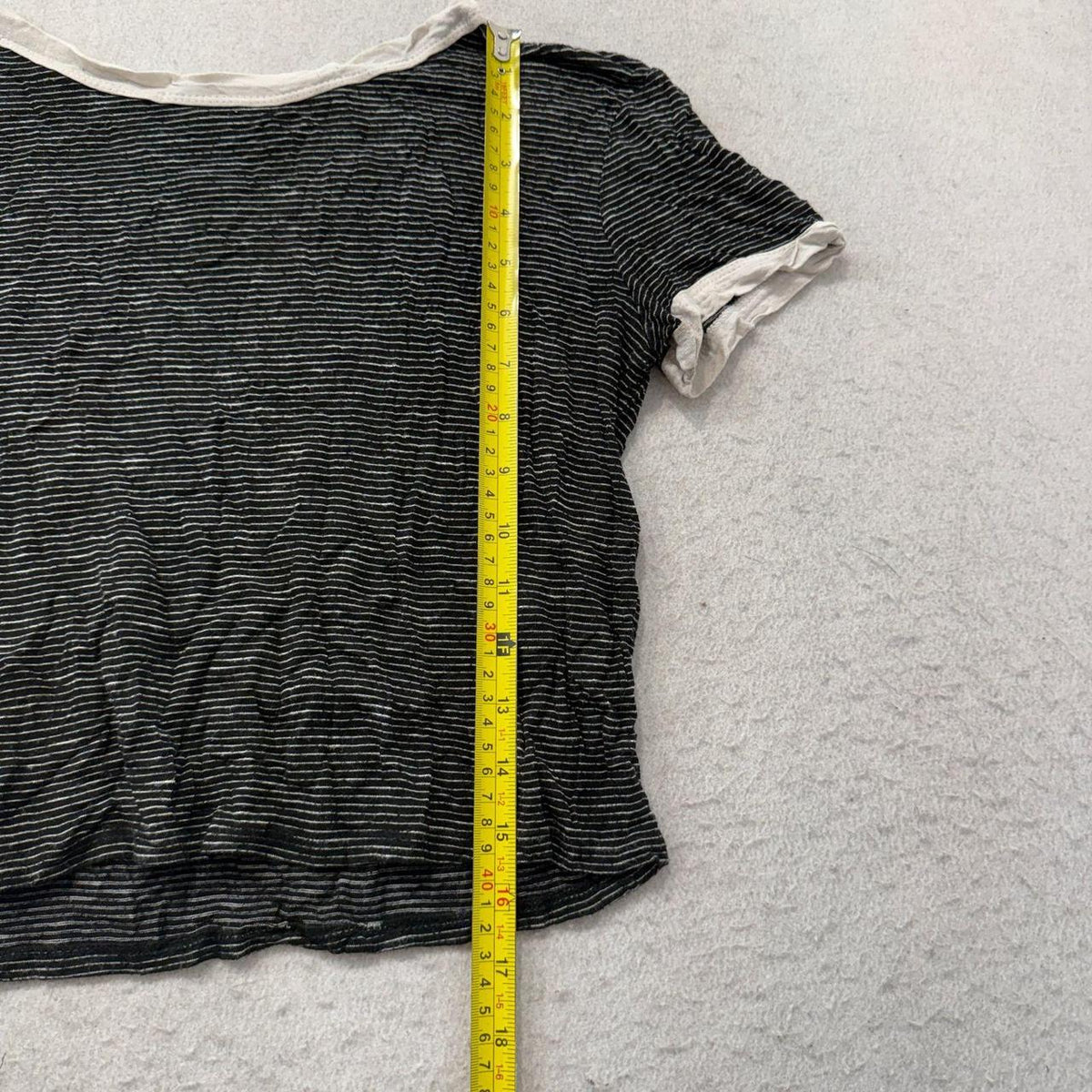 Vintage Y2K 2000's Women's See You Monday Black White Boxy Striped Tee