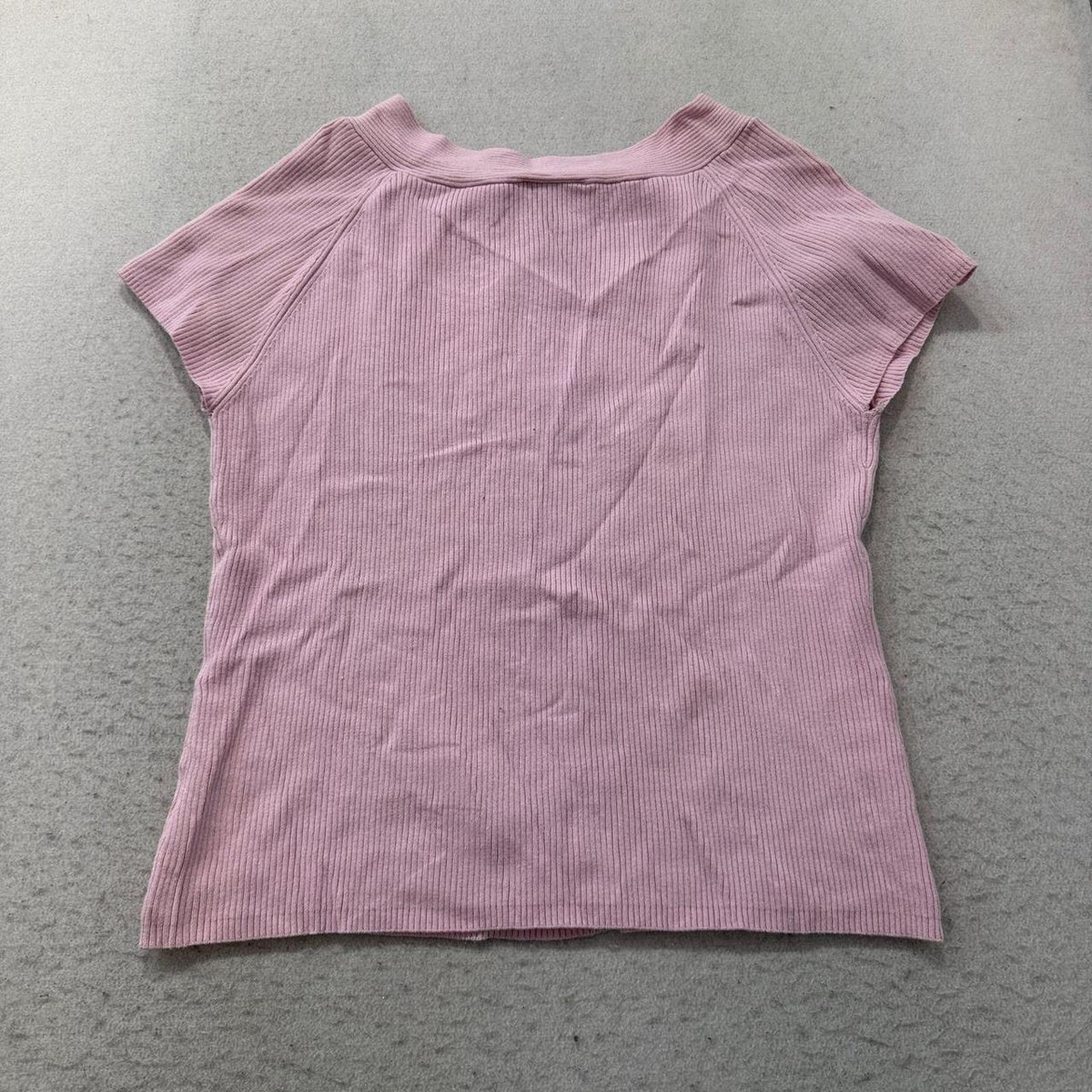 Vintage Y2K 2000's Women's Faded Glory Mauve Pink Boxy Ribbed Tee