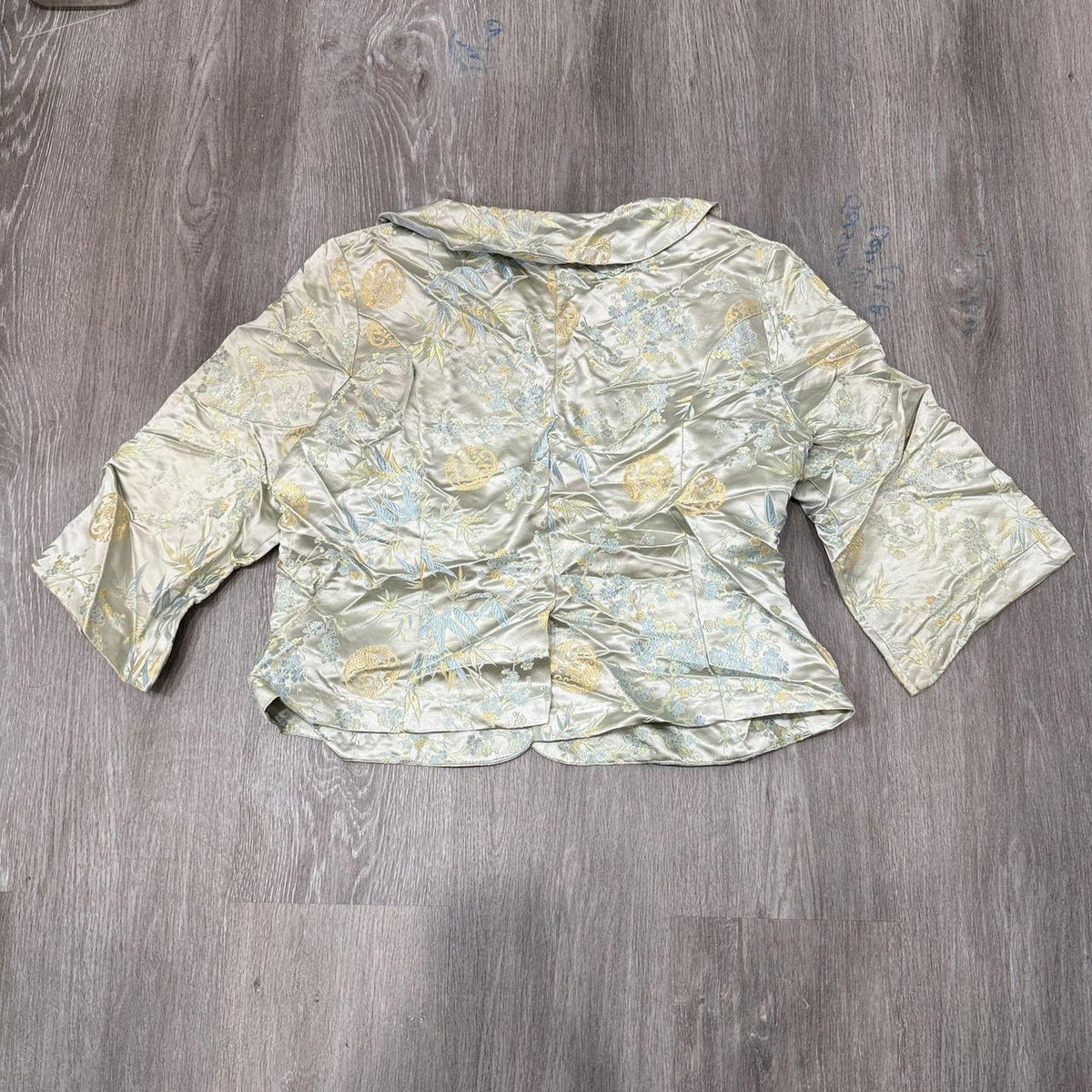 Vintage Y2K 2000's Women's Barbara Lesser Cream Boxy Floral Embroidered Jacket