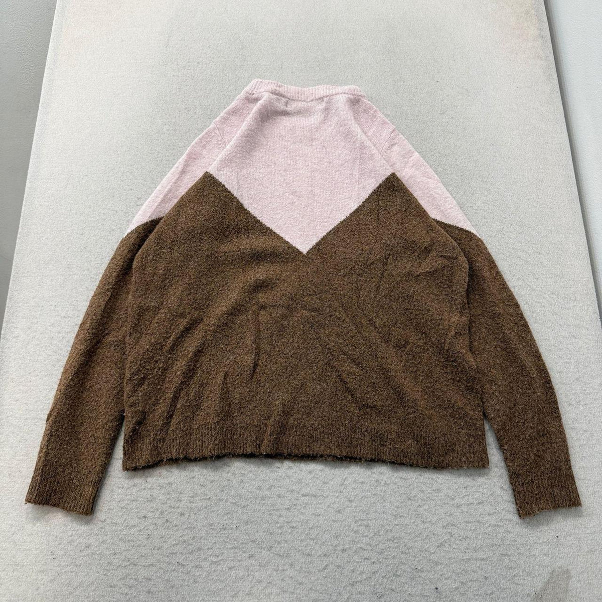 Vintage Y2K 2000's Women's Vero Moda Pink Brown Boxy Colorblock Knit Sweater