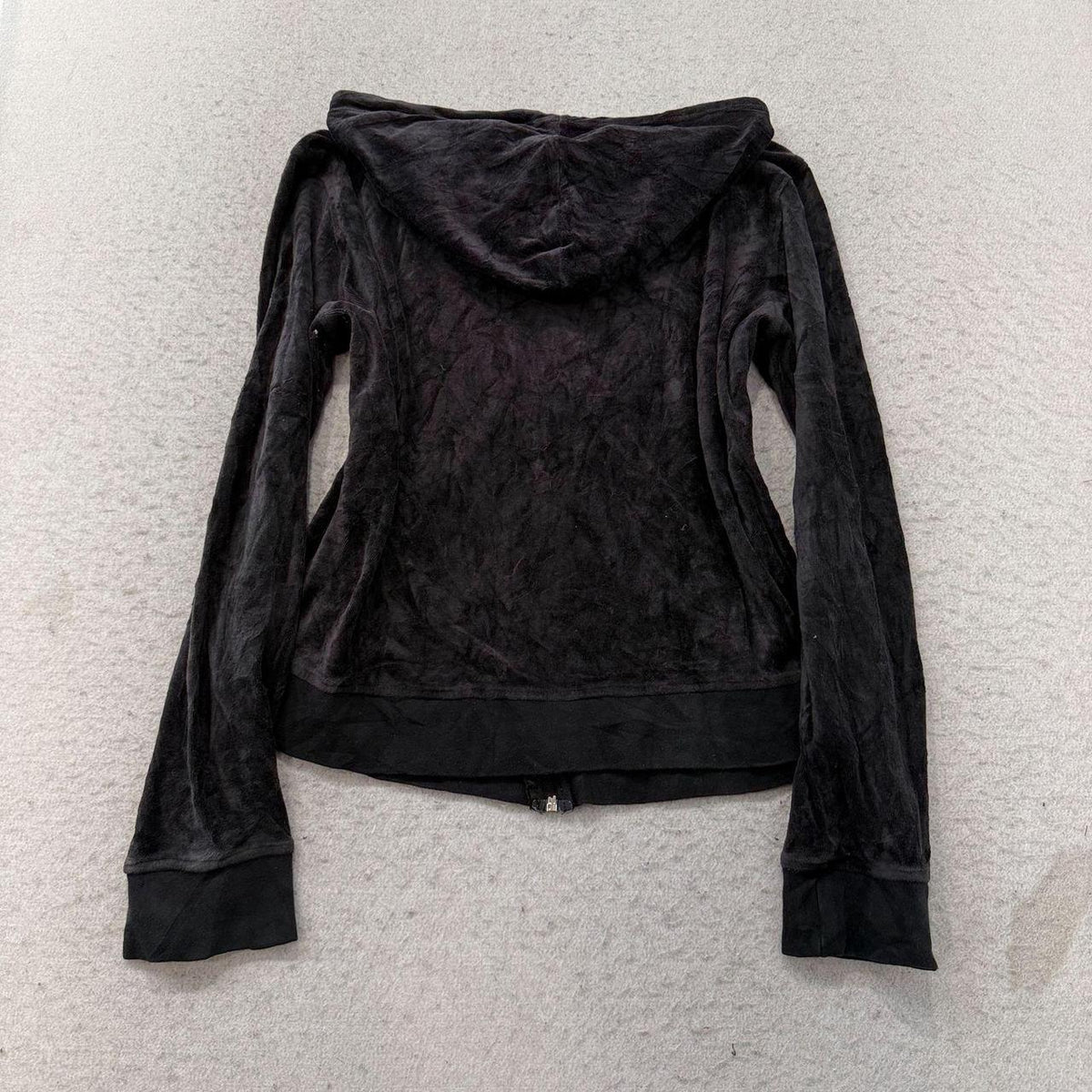 Vintage Y2K 2000's Women's Juicy Couture Black Velour Zip Up Hoodie