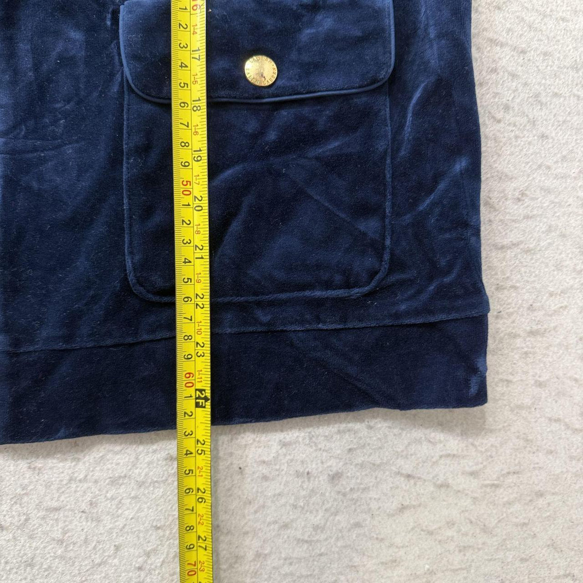 Vintage Y2K 2000's Women's Lauren Ralph Lauren Navy Boxy Velvet Cropped Jacket
