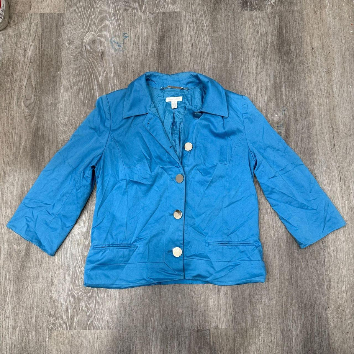 Vintage Y2K 2000's Women's Charter Club Bright Blue Boxy Blazer Jacket